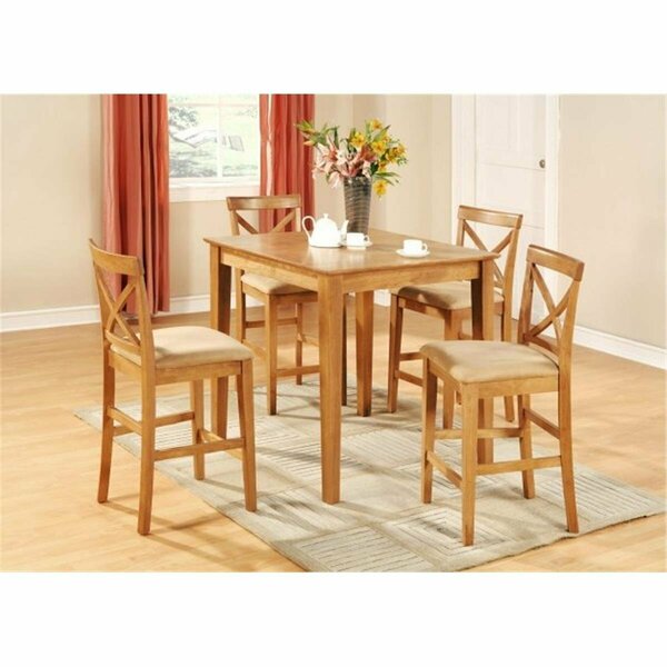 East West Furniture 5 Piece Counter Height Table-Counter Height Table and 4 Kitchen Counter Chairs PUBS5-OAK-C